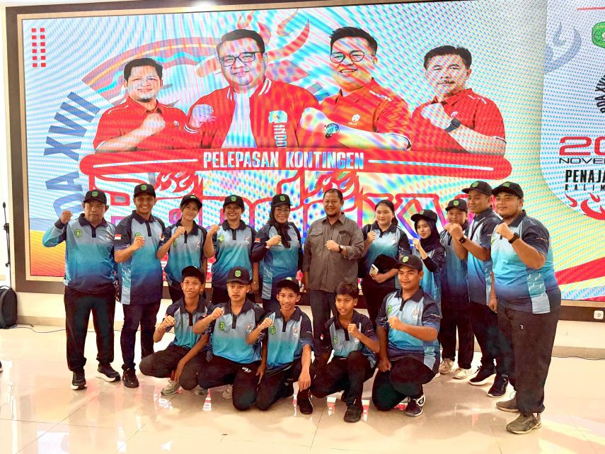 Pelepasan kontingen kukar yang berlaga di POPDA Kaltim 2025. (garispena)